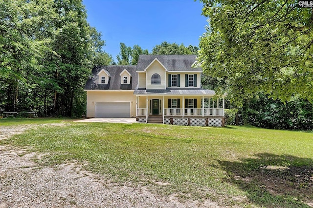 198 Beaver Creek Cir, Lugoff, SC 29078 - view of front of home featuring covered porch, a front lawn, and driveway