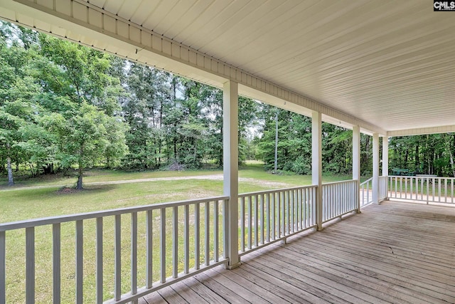 198 Beaver Creek Cir, Lugoff, SC 29078 - porch with a yard and view of wooded area
