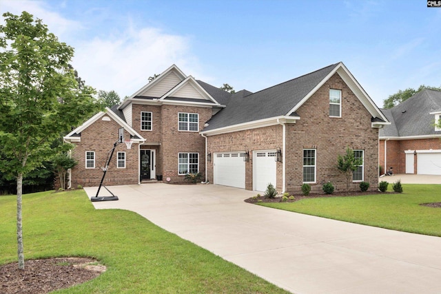 204 Peninsula Way, Columbia, SC 29229 - traditional-style home featuring brick siding, a front yard, concrete driveway, and an attached garage