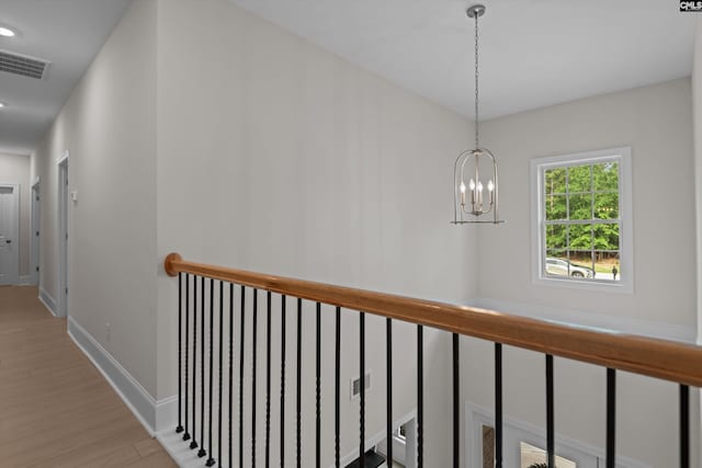 204 Peninsula Way, Columbia, SC 29229 - corridor with wood finished floors, baseboards, a chandelier, and recessed lighting