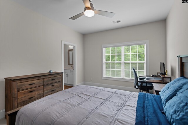 204 Peninsula Way, Columbia, SC 29229 - bedroom with baseboards, a ceiling fan, ensuite bathroom, and a sink
