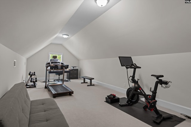 204 Peninsula Way, Columbia, SC 29229 - exercise room with vaulted ceiling, baseboards, and carpet floors