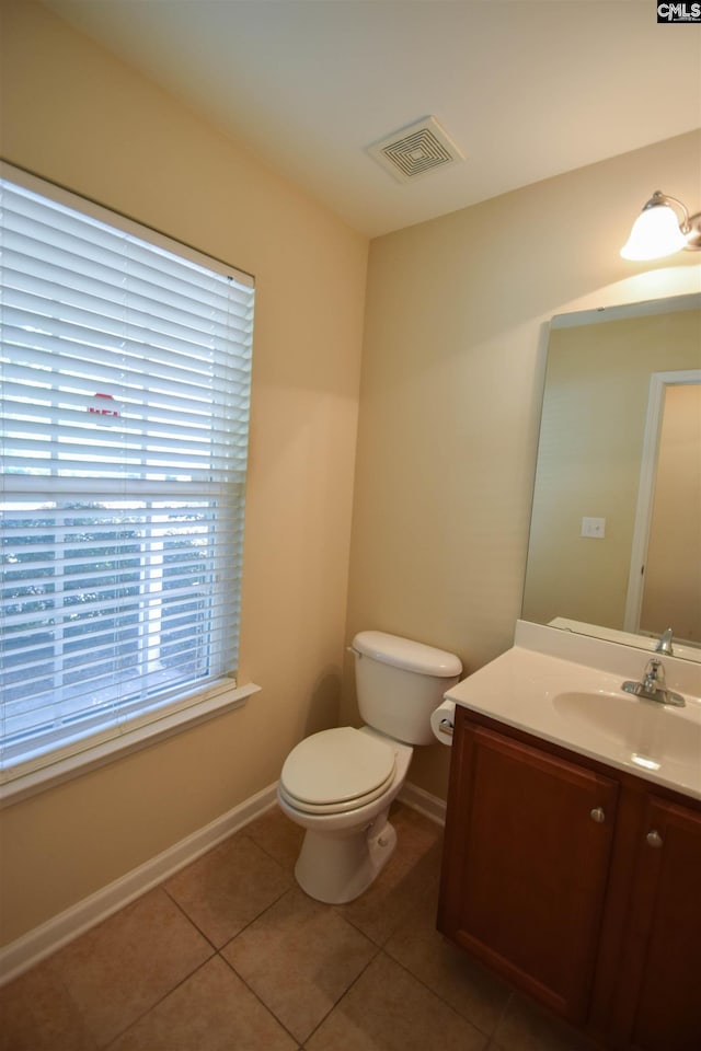 267 Courtside Dr, Lexington, SC 29073 - half bathroom featuring vanity, toilet, tile patterned floors, and baseboards