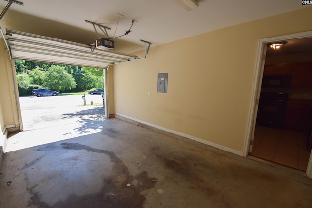 267 Courtside Dr, Lexington, SC 29073 - garage with electric panel, a garage door opener, and baseboards