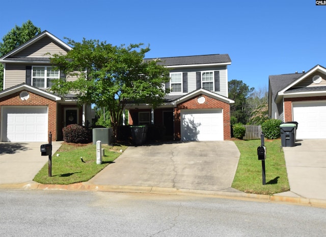 267 Courtside Dr, Lexington, SC 29073 - traditional-style home with driveway, brick siding, a front yard, and a garage