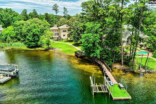940 Willow Cove Rd, Chapin, SC 29036 - dock featuring a water view, boat lift, and a yard