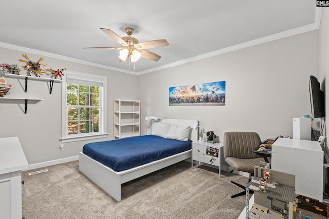 525 Willow Bend Ct, Columbia, SC 29212 - carpeted bedroom featuring ornamental molding, baseboards, and a ceiling fan