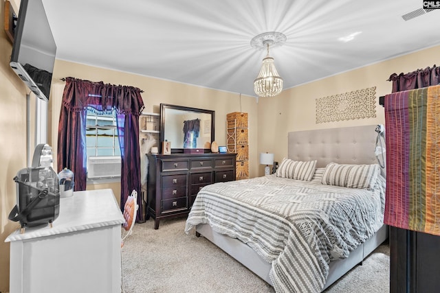 336 S Royal Tower Dr, Irmo, SC 29063 - bedroom featuring light colored carpet, a chandelier, and cooling unit