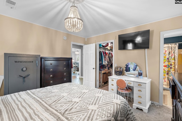 336 S Royal Tower Dr, Irmo, SC 29063 - carpeted bedroom featuring a chandelier, baseboards, a spacious closet, and a closet