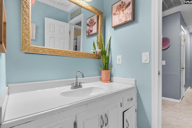 336 S Royal Tower Dr, Irmo, SC 29063 - bathroom with tile patterned flooring, vanity, and ornamental molding