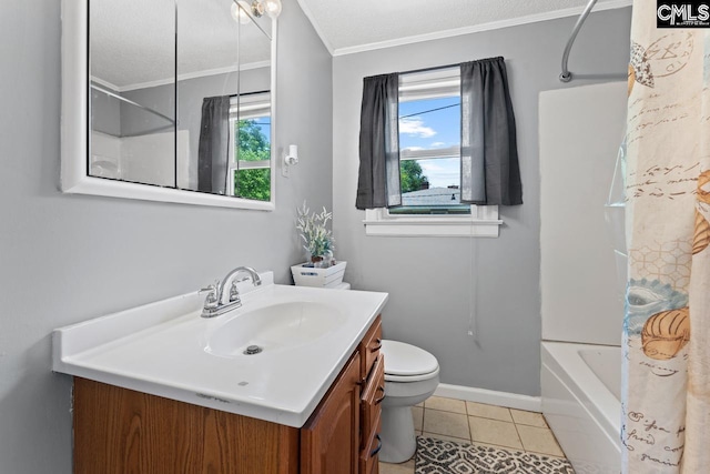 26 Carroll Ct, West Columbia, SC 29170 - full bath featuring vanity, ornamental molding, toilet, healthy amount of natural light, and shower / tub combo