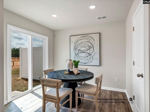 219 Bones Rd, Gilbert, SC 29054 - dining area featuring wood finished floors, baseboards, and recessed lighting