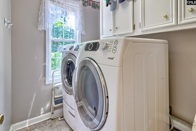 148 Lake Murray Ter, Lexington, SC 29072 - washroom with washer and clothes dryer, cabinet space, and baseboards