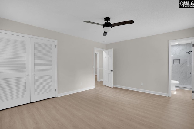 248 Shareditch Rd, Columbia, SC 29210 - unfurnished bedroom with light wood finished floors, a closet, baseboards, and connected bathroom