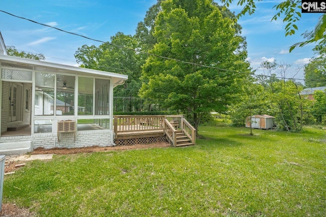 248 Shareditch Rd, Columbia, SC 29210 - view of green lawn featuring a sunroom and a deck
