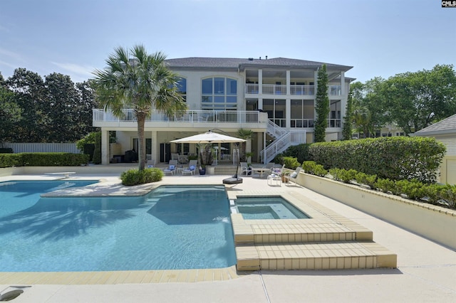 520 Sail Point Way, Columbia, SC 29212 - view of swimming pool featuring a patio, stairs, and a pool with connected hot tub