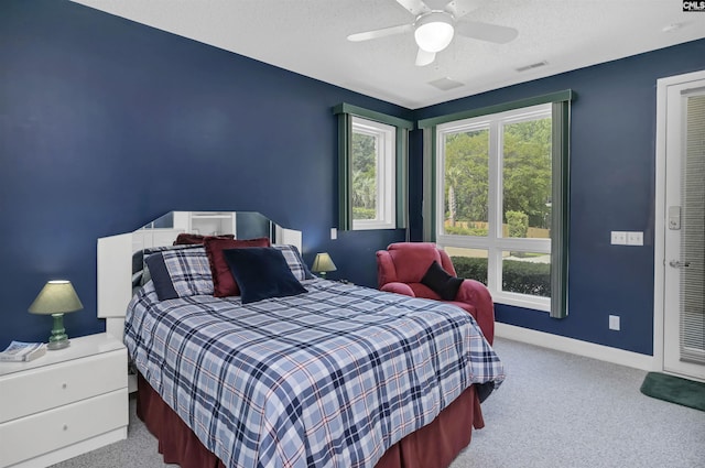 520 Sail Point Way, Columbia, SC 29212 - carpeted bedroom featuring baseboards, a textured ceiling, and a ceiling fan