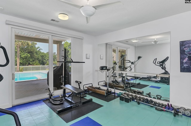 520 Sail Point Way, Columbia, SC 29212 - workout area featuring ceiling fan