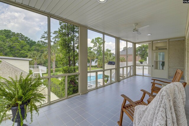 520 Sail Point Way, Columbia, SC 29212 - sunroom with expansive windows, tile patterned floors, and a ceiling fan