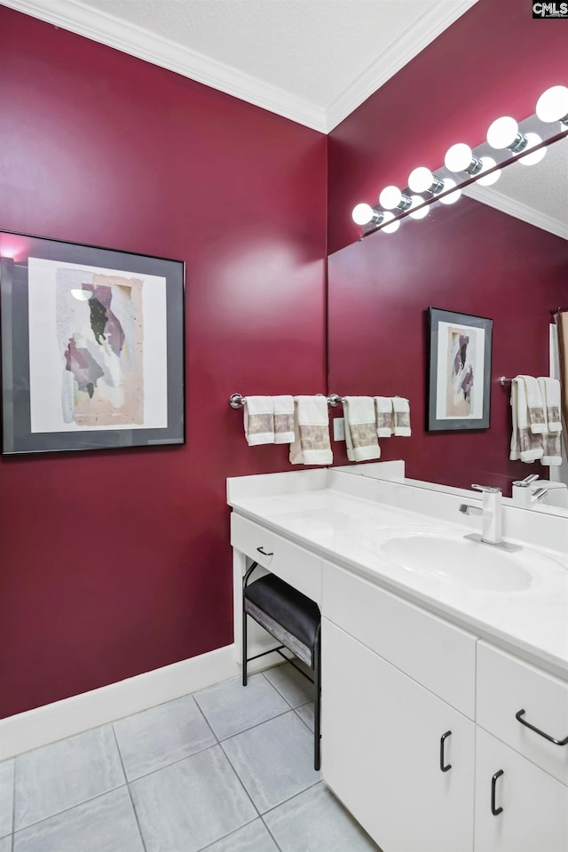 520 Sail Point Way, Columbia, SC 29212 - bathroom with ornamental molding, vanity, tile patterned flooring, and baseboards