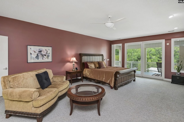 520 Sail Point Way, Columbia, SC 29212 - carpeted bedroom with access to exterior, multiple windows, and ceiling fan