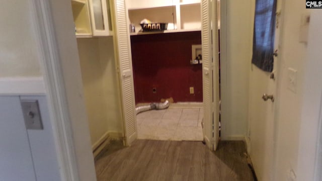 3208 Downes Grove Rd, Columbia, SC 29209 - hallway with baseboards and wood finished floors