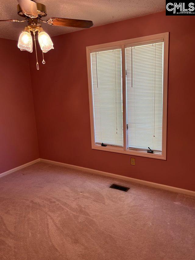 100 Clee Hill Ct, Irmo, SC 29063 - empty room with a ceiling fan, carpet floors, baseboards, and a textured ceiling