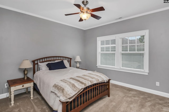 128 Van Der Horst Dr, Columbia, SC 29229 - carpeted bedroom with baseboards, ornamental molding, and ceiling fan