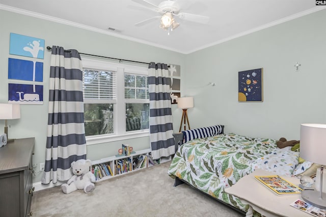 128 Van Der Horst Dr, Columbia, SC 29229 - bedroom featuring crown molding, carpet flooring, and a ceiling fan