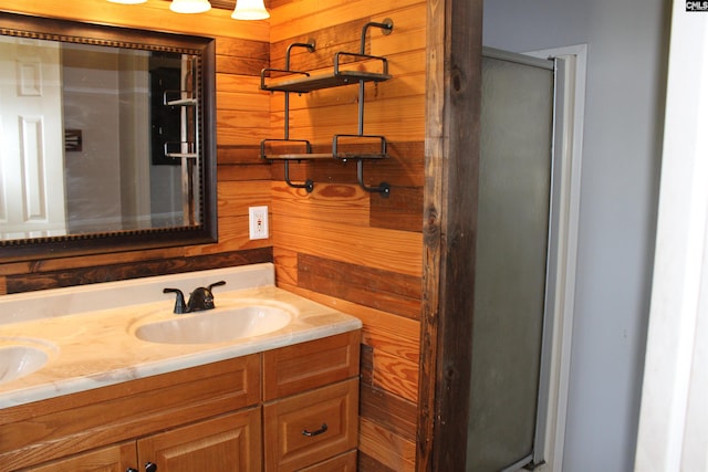 35 Wood Lake Dr, Lugoff, SC 29078 - full bath with double vanity and wood walls
