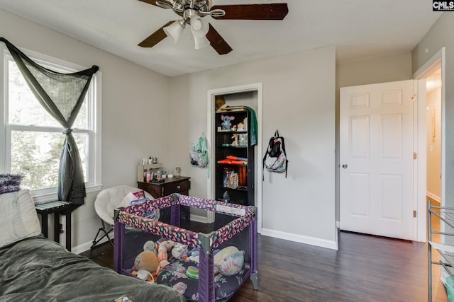 317 Westbridge Rd, Columbia, SC 29223 - interior space with ceiling fan, dark wood finished floors, and baseboards