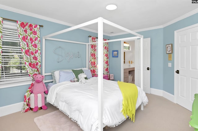 432 Running Fox Rd, Columbia, SC 29223 - carpeted bedroom featuring baseboards, crown molding, and ensuite bathroom
