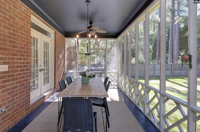 432 Running Fox Rd, Columbia, SC 29223 - sunroom / solarium with french doors, a ceiling fan, and outdoor dining space