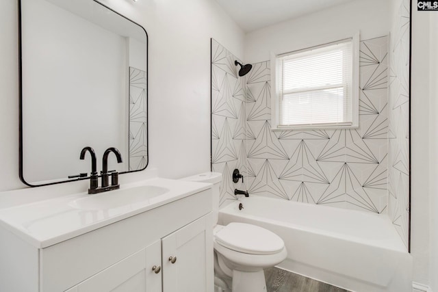 1817 English Ave, Columbia, SC 29204 - bathroom with vanity, toilet, bathtub / shower combination, and wood finished floors