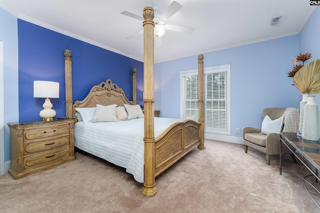 107 Sherborne Ln, Columbia, SC 29229 - carpeted bedroom with crown molding, baseboards, and ceiling fan