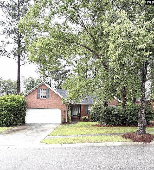 10 Tambridge Ct, Columbia, SC 29229 - view of front of property with concrete driveway, brick siding, a garage, roof with shingles, and a front lawn