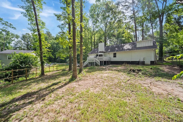 173 Snow Ln, Lexington, SC 29073 - view of yard with stairs, a deck, and central air condition unit
