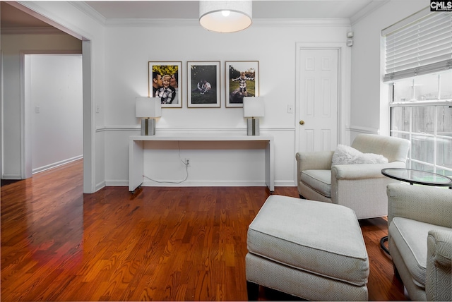 307 Swallowtail Ln, West Columbia, SC 29169 - sitting room with crown molding, wood finished floors, and baseboards