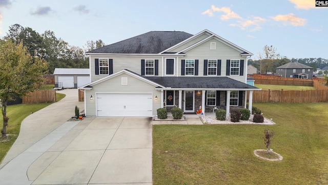 2 Casey Dr, Elgin, SC 29045 - traditional-style home with a porch, driveway, a garage, and a shingled roof