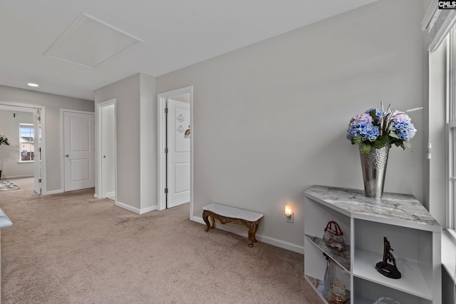 2 Casey Dr, Elgin, SC 29045 - corridor featuring carpet flooring, attic access, and baseboards