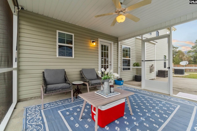 2 Casey Dr, Elgin, SC 29045 - sunroom featuring a ceiling fan and outdoor lounge area