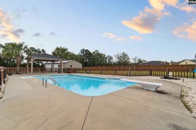 2 Casey Dr, Elgin, SC 29045 - view of pool featuring a gazebo, a patio area, and a diving board