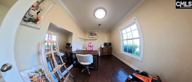 1 Twinspur Ct, Columbia, SC 29229 - office with crown molding, hardwood / wood-style flooring, and baseboards