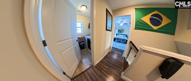 1 Twinspur Ct, Columbia, SC 29229 - hallway featuring dark wood-style flooring and baseboards