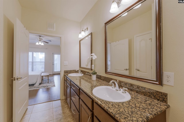 1085 Shop Rd Unit 337, Columbia, SC 29201 - ensuite bathroom with double vanity, tile patterned flooring, and ceiling fan