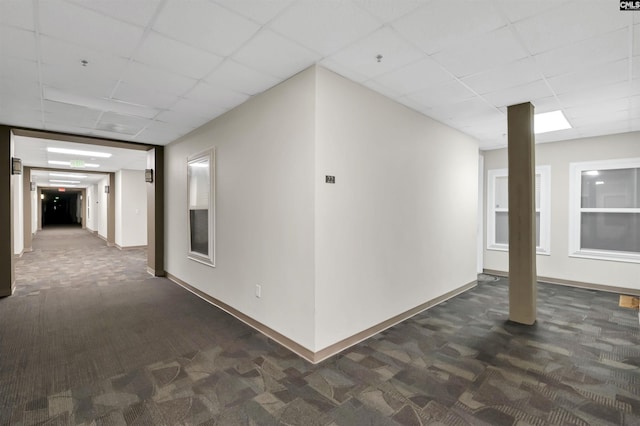 1049 Key Rd Unit 22, Columbia, SC 29201 - corridor with dark carpet, a drop ceiling, and baseboards