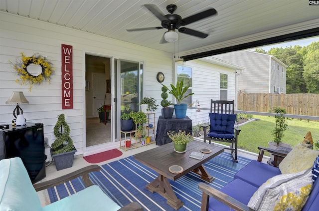 206 Carriagebrook Cir, Camden, SC 29020 - view of patio / terrace with ceiling fan and an outdoor living space