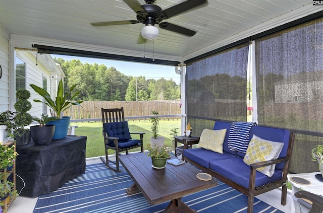 206 Carriagebrook Cir, Camden, SC 29020 - sunroom / solarium featuring a ceiling fan