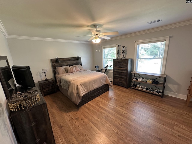 219 Mallet Hill Rd, Columbia, SC 29223 - bedroom featuring wood finished floors, ornamental molding, a ceiling fan, and baseboards