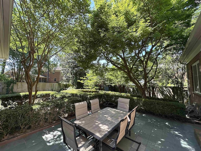 219 Mallet Hill Rd, Columbia, SC 29223 - fenced backyard with outdoor dining space and a patio